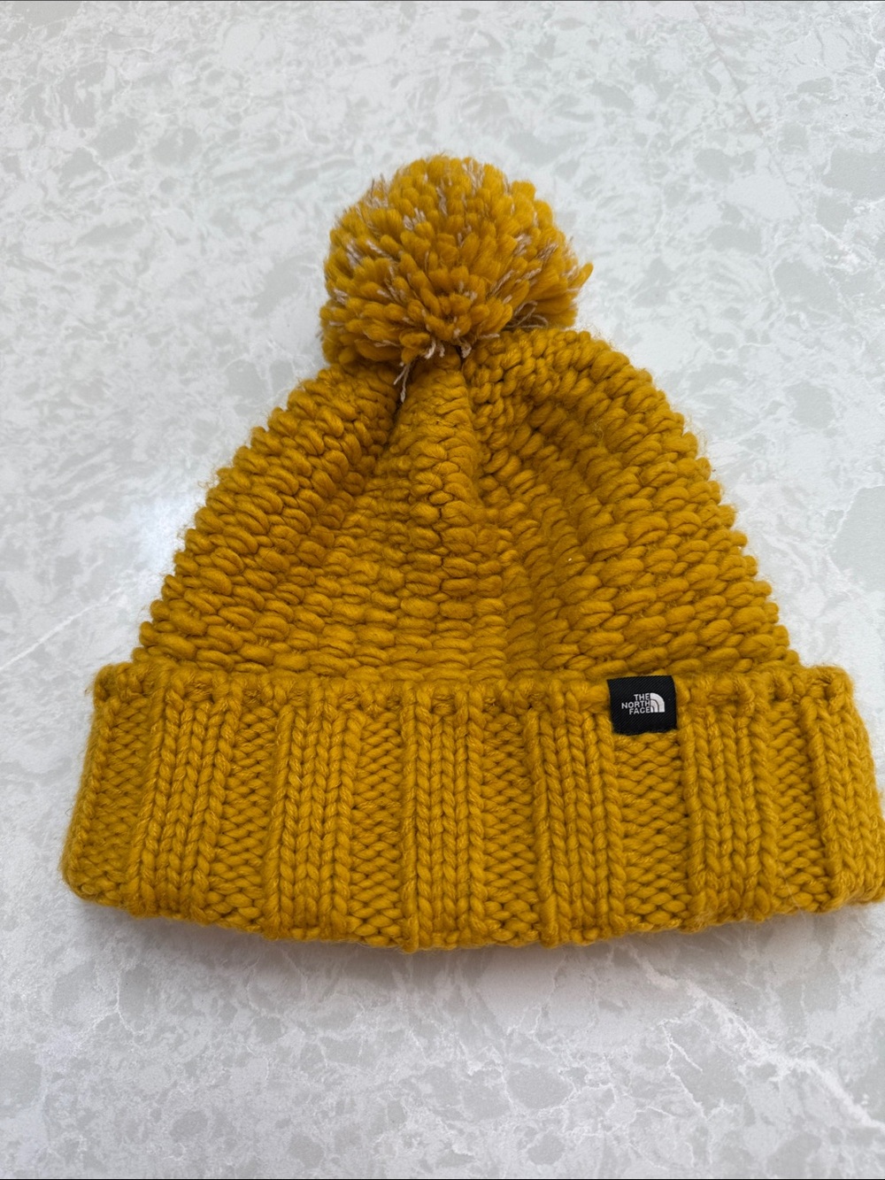 The North Face Kids Yellow Knit Pom Beanie